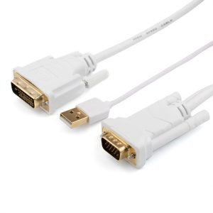 Kabel DVI-VGA 1.8 m (DVI-D mit Chip, weiß, Paket)